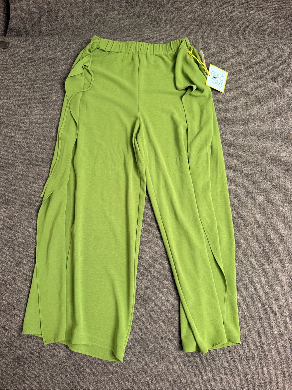CeCe Olive-Green Wide Leg Pull-On Pants